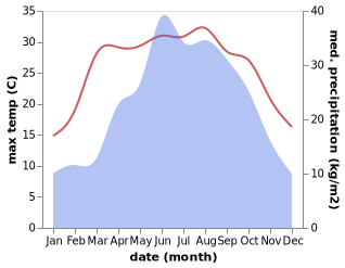 temperature and rainfall during the year in Rongmei