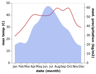 temperature and rainfall during the year in Bairuopu