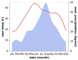 temperature and rainfall during the year in Wangdian