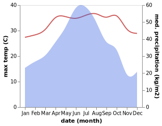 temperature and rainfall during the year in Caifang