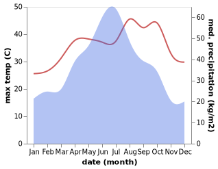 temperature and rainfall during the year in Fengjiang