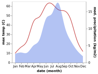 temperature and rainfall during the year in Zongjia