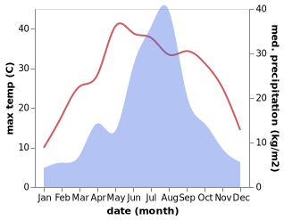 temperature and rainfall during the year in Dongcun