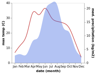 temperature and rainfall during the year in Gedong