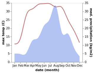 temperature and rainfall during the year in Longgang