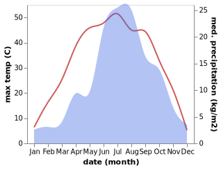 temperature and rainfall during the year in Wenbi