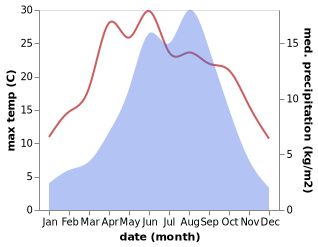 temperature and rainfall during the year in Dazhasi