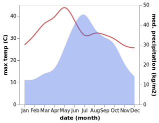 temperature and rainfall during the year in Hongxi