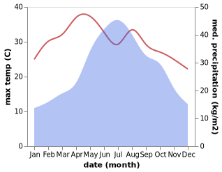 temperature and rainfall during the year in Mali