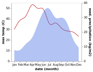 temperature and rainfall during the year in Wenping