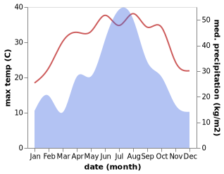 temperature and rainfall during the year in Jiuxian