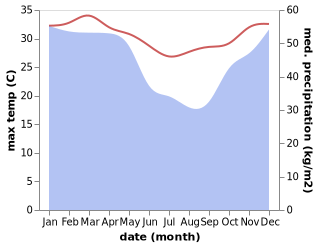 temperature and rainfall during the year in Bimbini