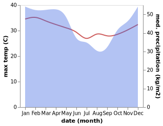 temperature and rainfall during the year in Dembeni