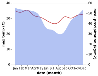 temperature and rainfall during the year in Kangani