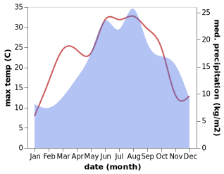 temperature and rainfall during the year in Krizpolje