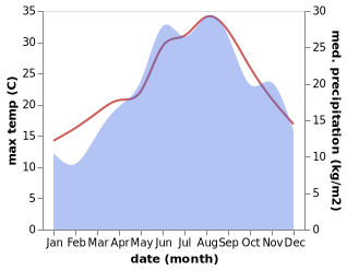 temperature and rainfall during the year in Brodarica