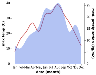 temperature and rainfall during the year in Baska Voda