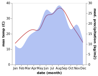 temperature and rainfall during the year in Bol