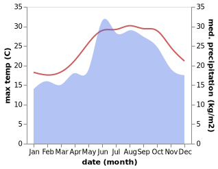 temperature and rainfall during the year in Rizokarpaso