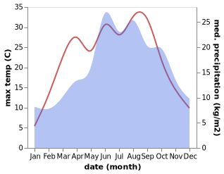 temperature and rainfall during the year in Dlouhy Most