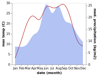 temperature and rainfall during the year in Javornice