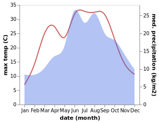 temperature and rainfall during the year in Budimerice