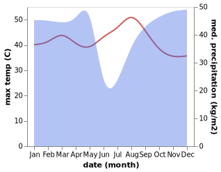 temperature and rainfall during the year in Kikwit