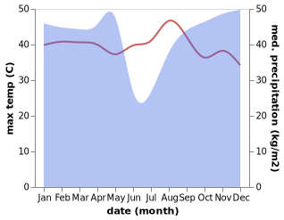 temperature and rainfall during the year in Ilebo