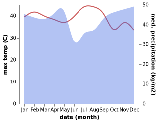 temperature and rainfall during the year in Lodja