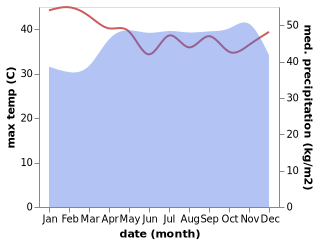 temperature and rainfall during the year in Lisala