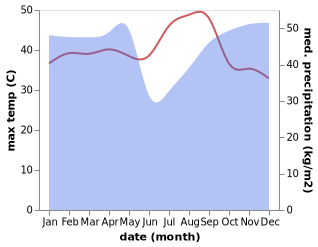 temperature and rainfall during the year in Kinshasa