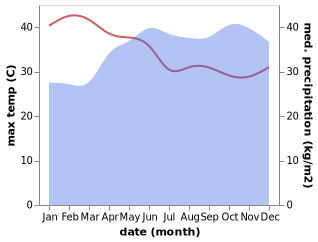 temperature and rainfall during the year in Bunia