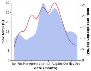 temperature and rainfall during the year in Flong