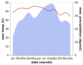 temperature and rainfall during the year in Dikhil