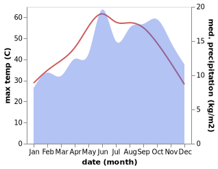 temperature and rainfall during the year in Al 'Ayyat