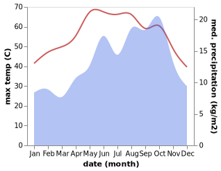 temperature and rainfall during the year in Edfu