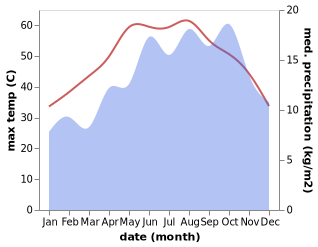 temperature and rainfall during the year in Abu Tij