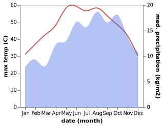 temperature and rainfall during the year in Asyut