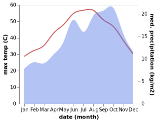 temperature and rainfall during the year in Taba