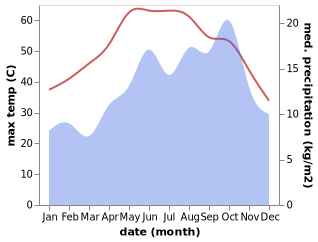 temperature and rainfall during the year in Dishna