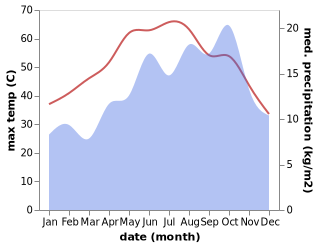 temperature and rainfall during the year in Farshut