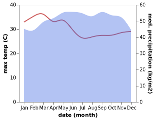 temperature and rainfall during the year in Luba