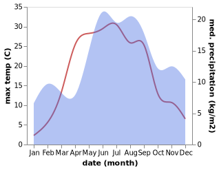 temperature and rainfall during the year in Tootsi