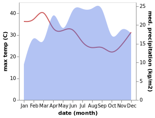 temperature and rainfall during the year in Addis Ababa