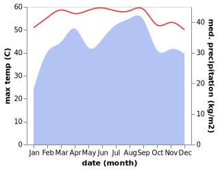 temperature and rainfall during the year in Dubti