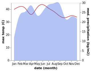 temperature and rainfall during the year in Bati