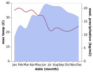 temperature and rainfall during the year in Asasa