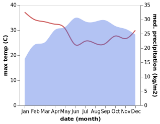 temperature and rainfall during the year in Bonga