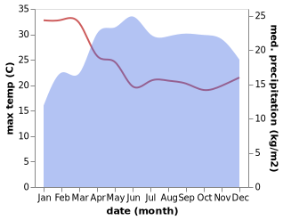 temperature and rainfall during the year in Dila