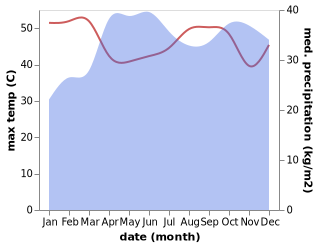 temperature and rainfall during the year in Turmi